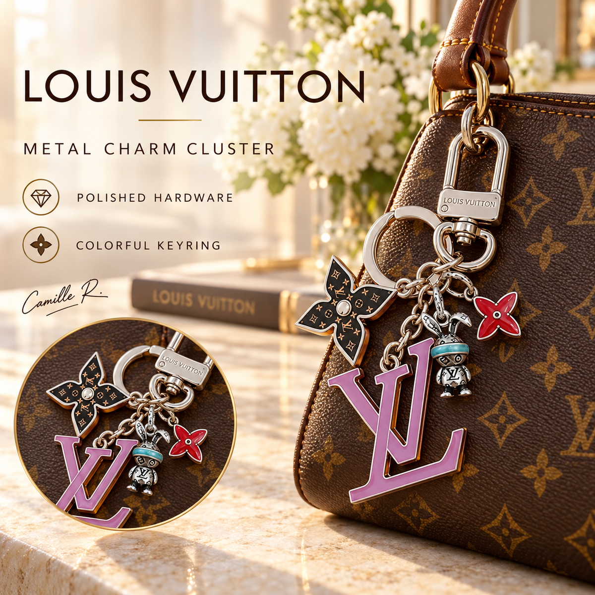 Martin Graham keychain in polished metal-tone