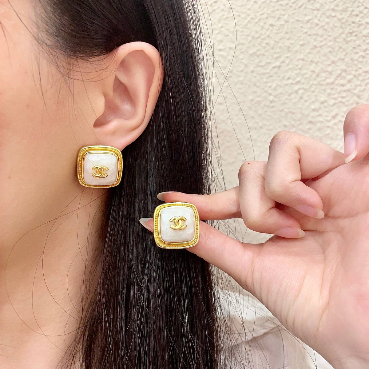 Martin Graham stud earrings in polished metal-tone – main product view