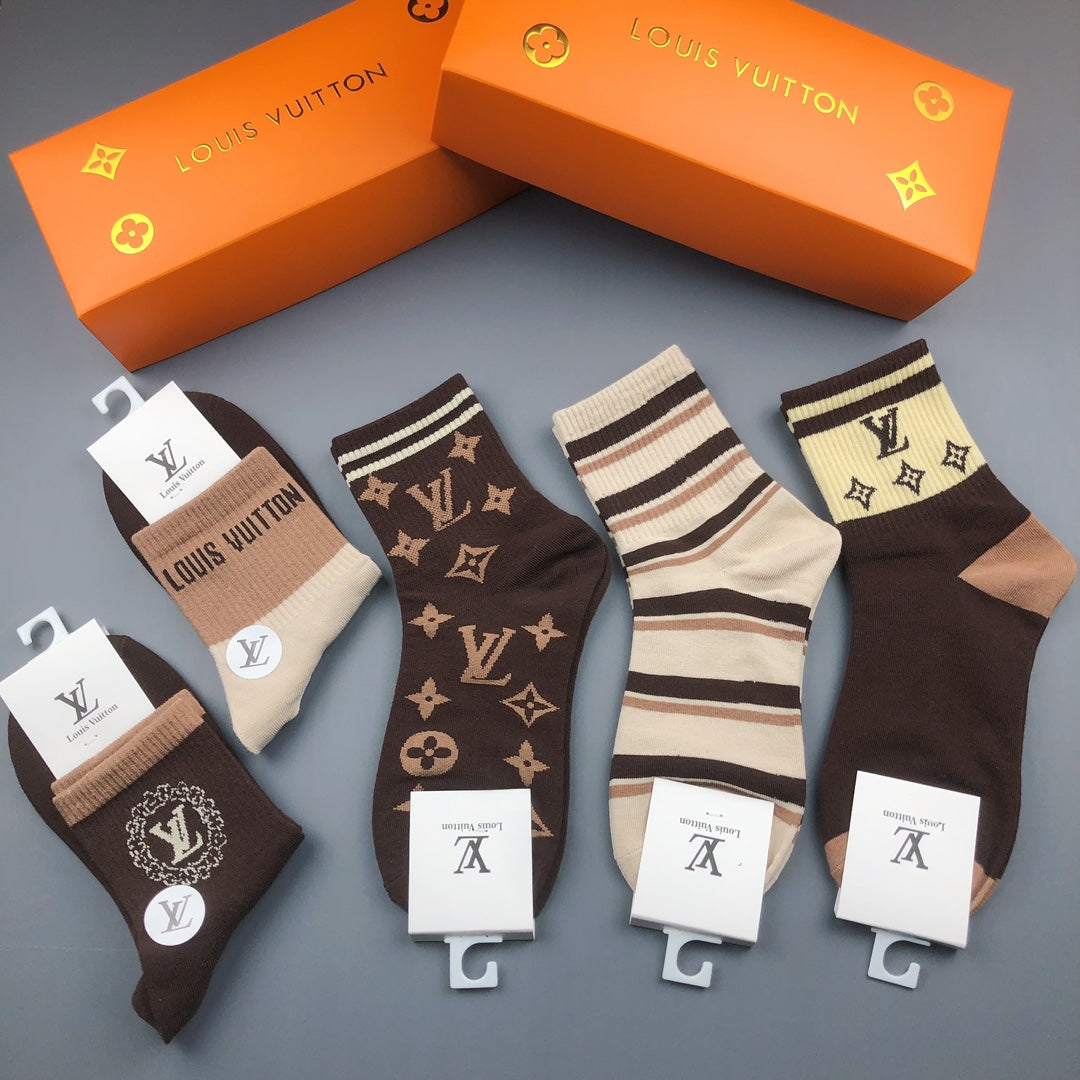 Louis Vuitton Monogram Crew Socks - 5-Pair Box