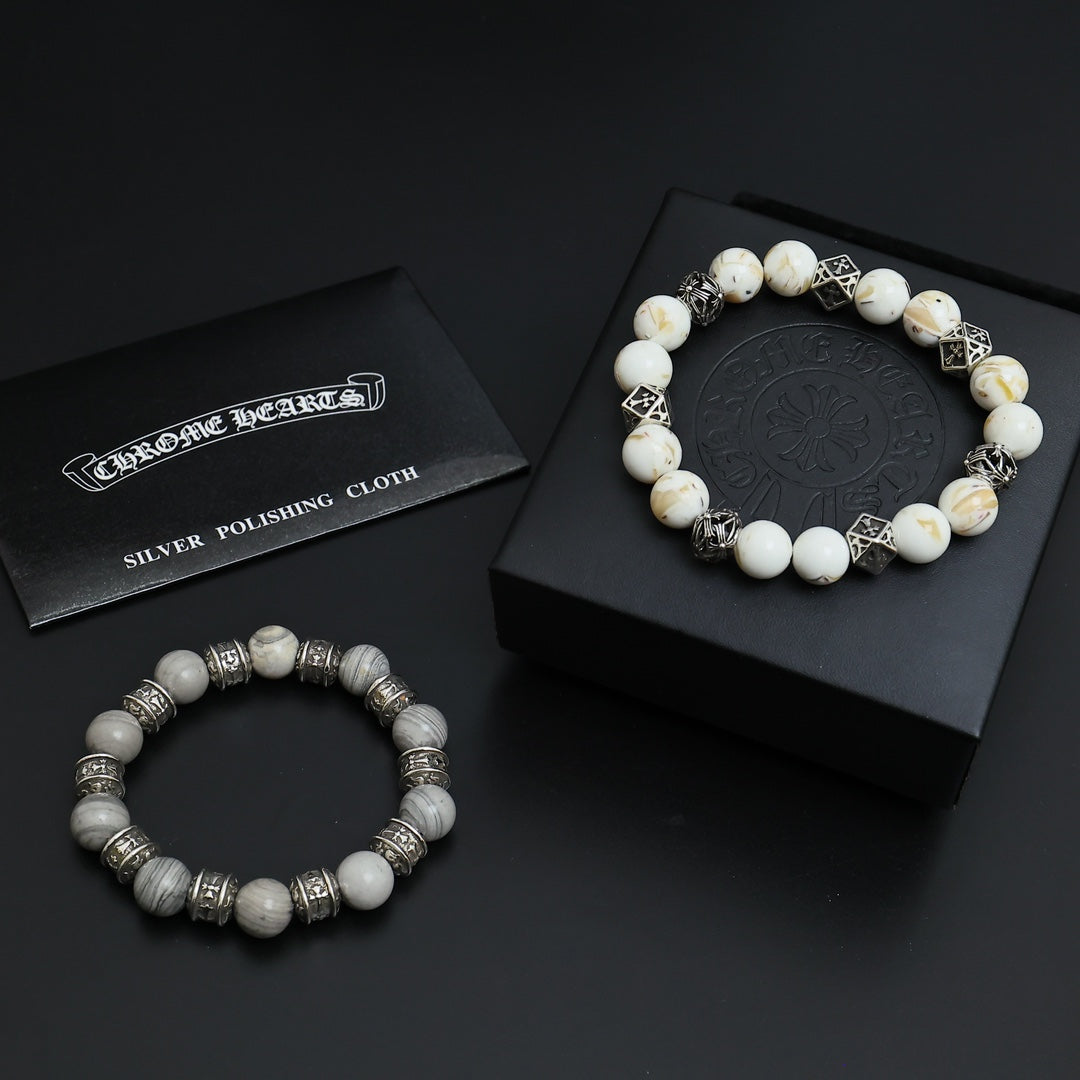 Martin Graham beaded bracelet in polished metal-tone – main product view