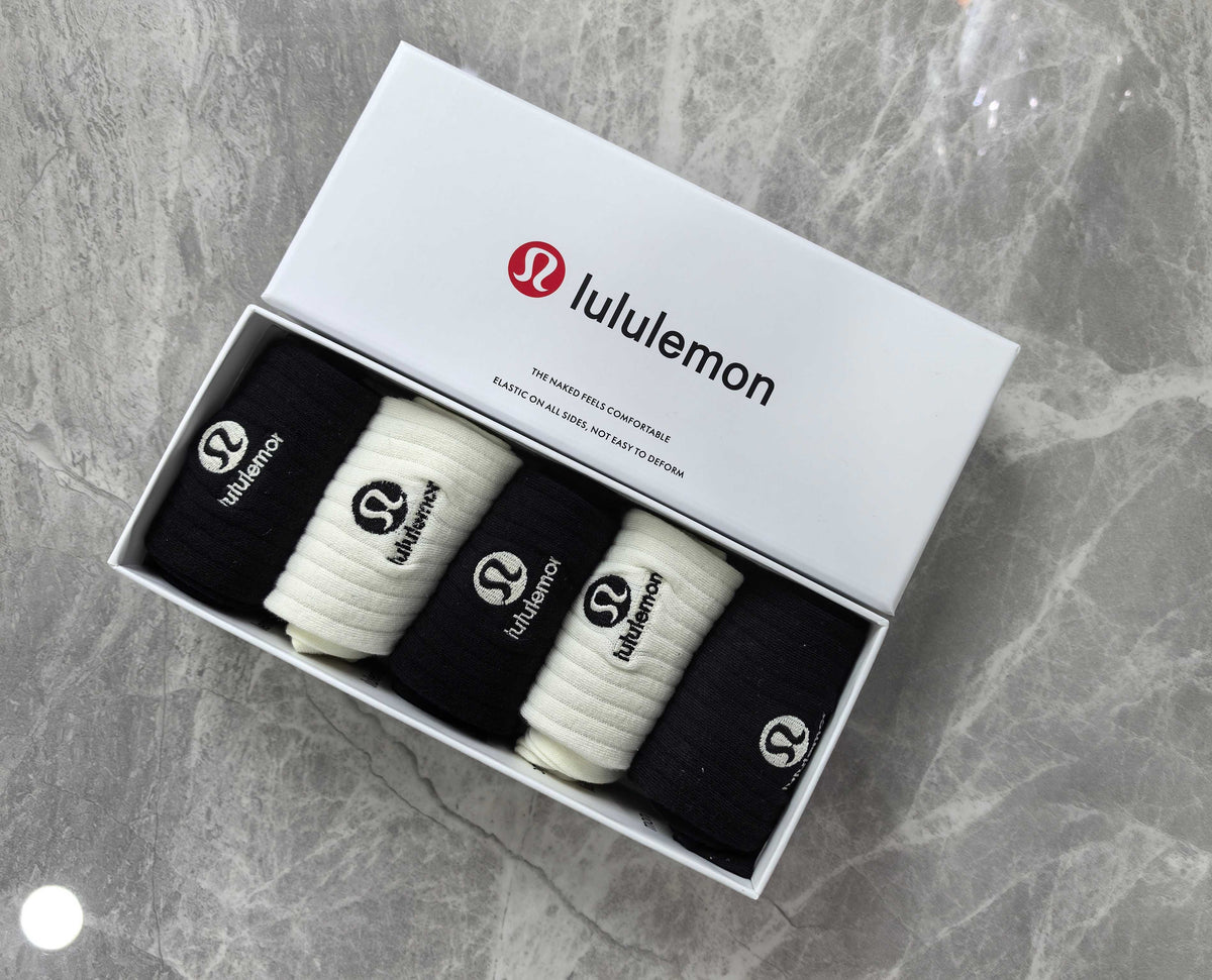 Lululemon Cotton Small Circular Emblems Crew Socks - 5-Pair Set