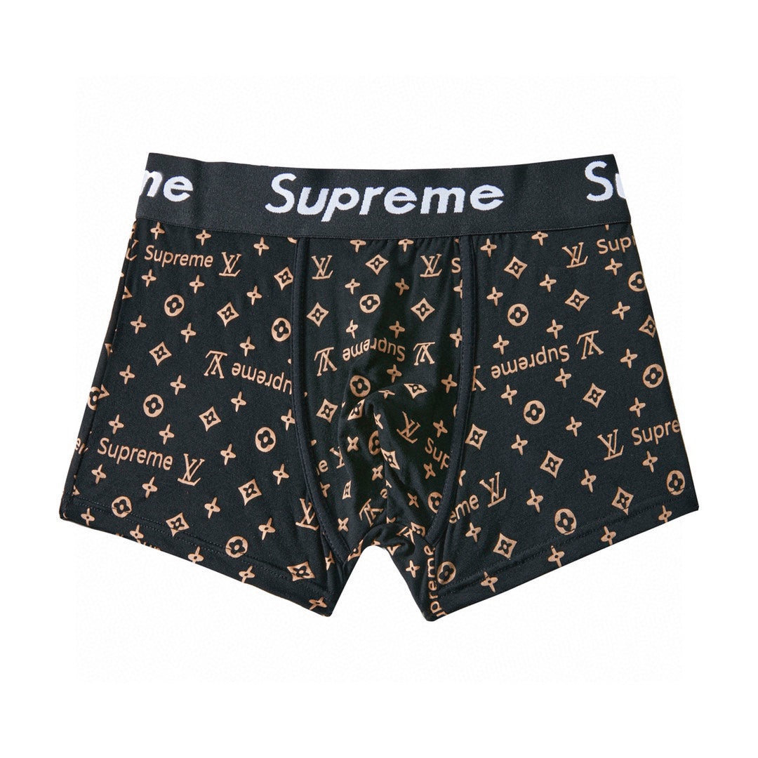 Louis Vuitton x Supreme Monogram-Style Graphics And Contrast Waistbands Men's Boxer Briefs