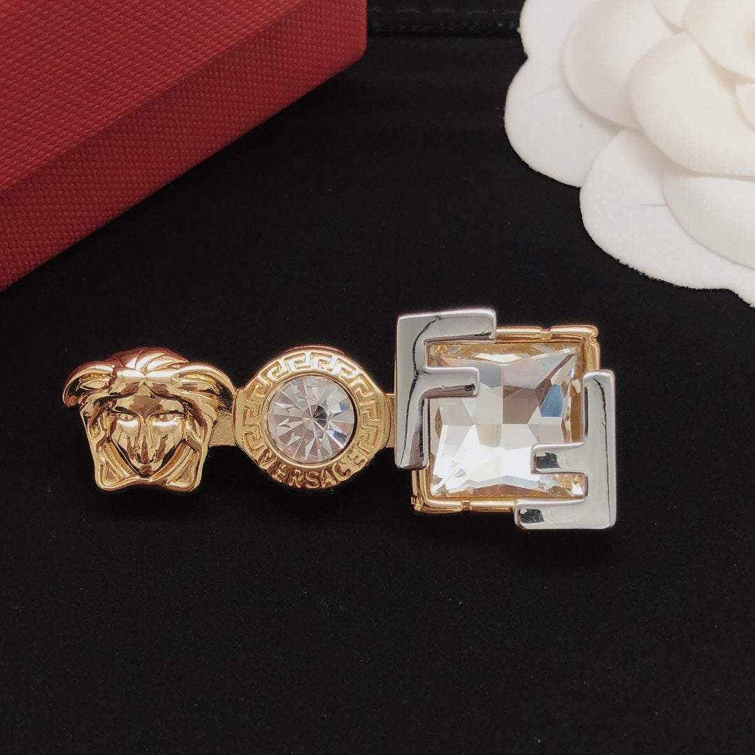 Martin Graham brooch in polished metal-tone – front product view