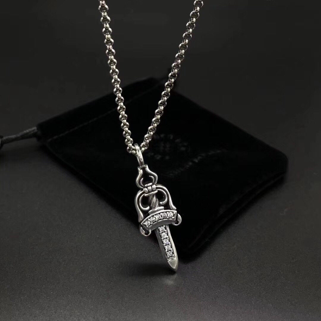 Martin Graham pendant necklace in polished metal-tone – front product view