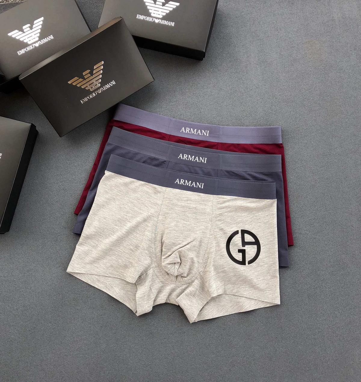Armani 91% Modal & 9% Spandex Seamless-Cut Men's Boxer Briefs - 3-Piece Box