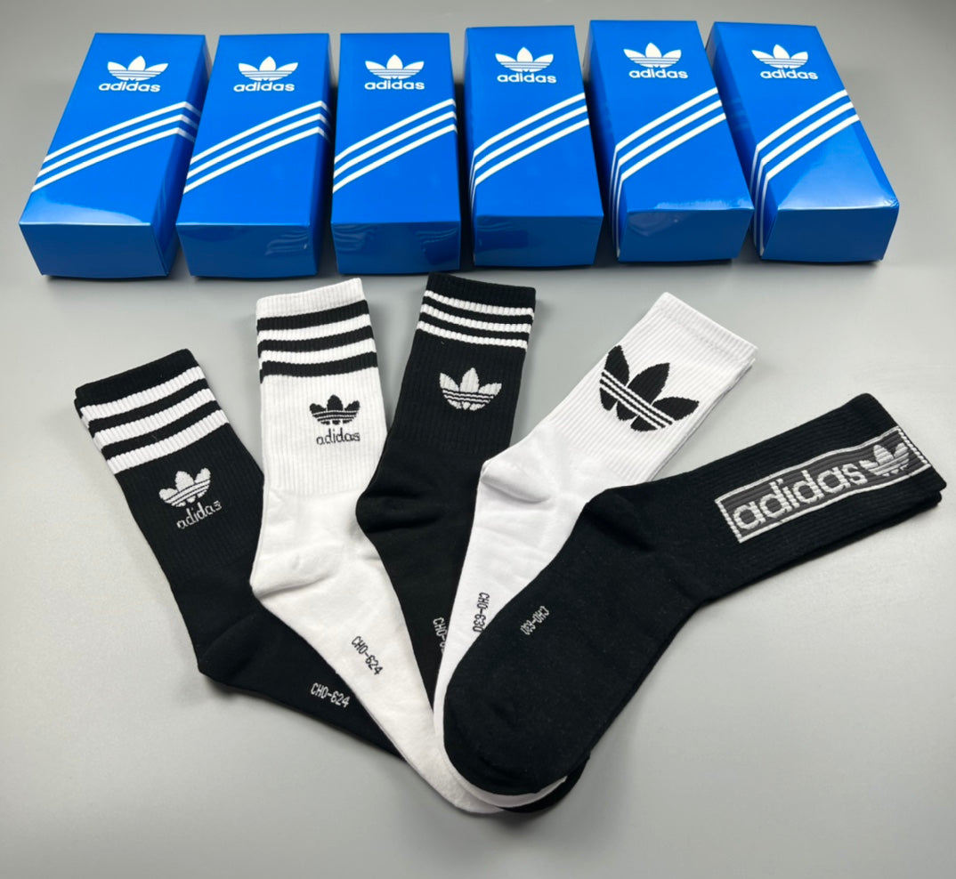 Adidas Cotton Triple-Stripe And Trefoil Ankle Socks - 5-Pair Set