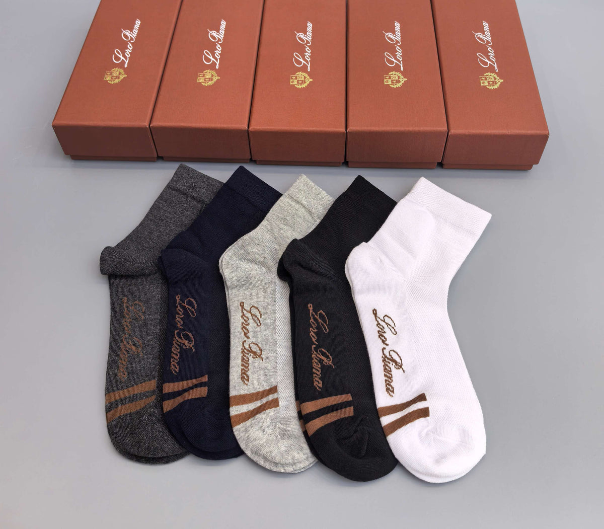 Loro Piana Restrained Script Crew Socks - 5-Pair Set