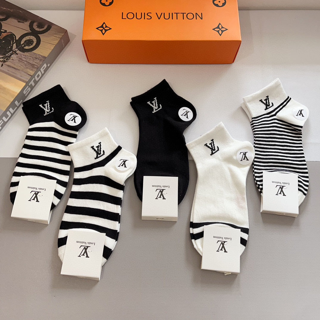 Louis Vuitton Striped Crew Socks - Box of 5 Pairs