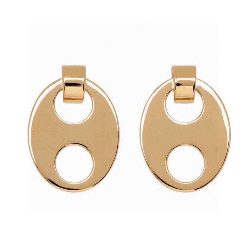 Martin Graham stud earrings in polished metal-tone – front view