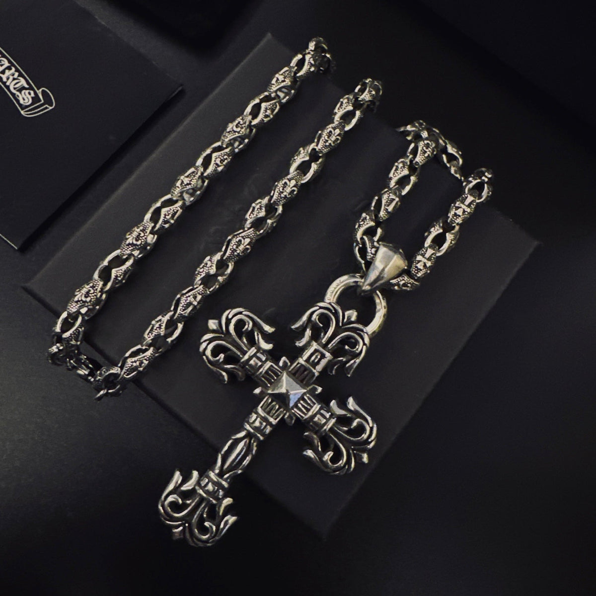 Martin Graham pendant necklace in polished metal-tone – front product view