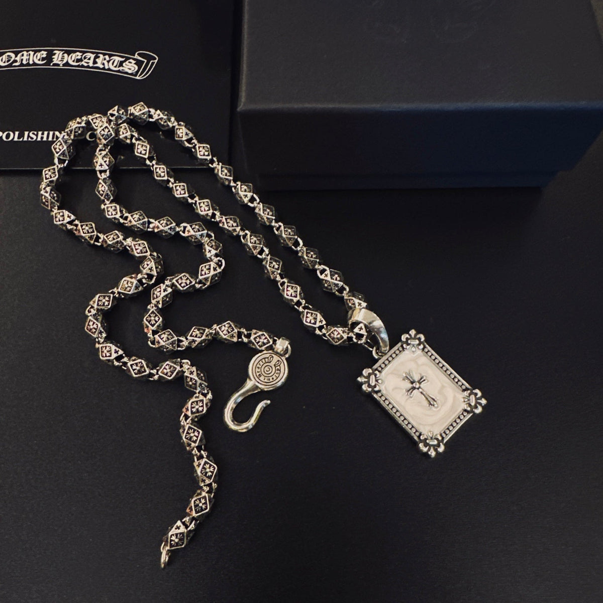Martin Graham pendant necklace in polished metal-tone – front product view