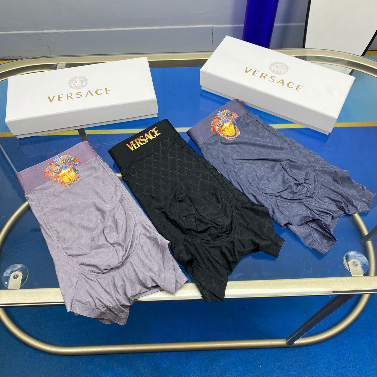 Versace Medallion Men's Boxer Briefs - 3-Piece Box