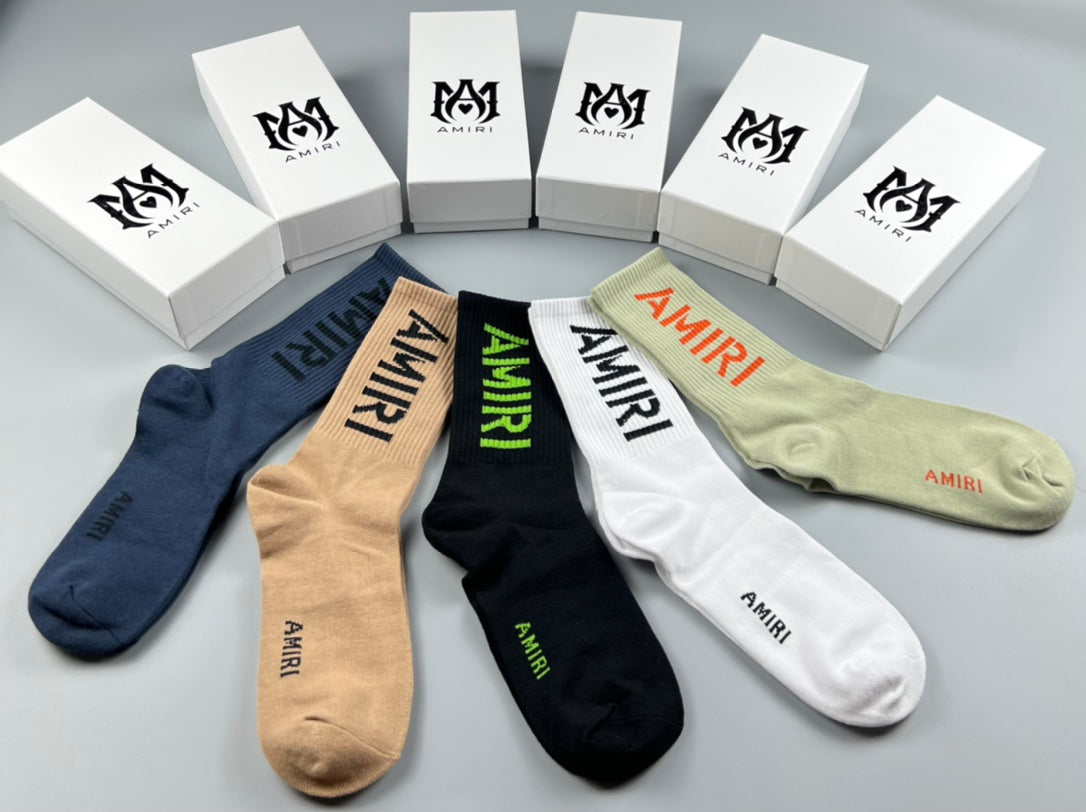 Amiri Bold Lettering Crew Socks - 5-Pair Set