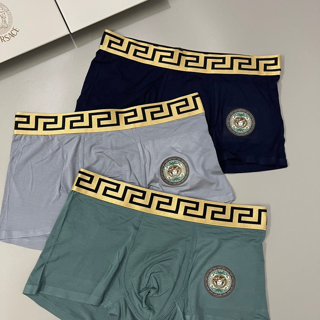 Versace Greek-Key Waistbands Men's Boxer Briefs - 3-Piece Box