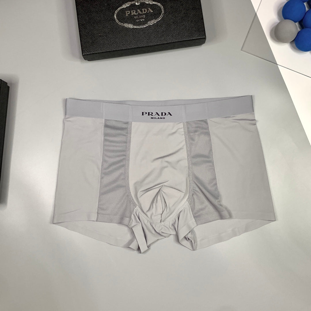 Prada Solid Panels And Visible Emblem Details Men's Boxer Briefs - 3-Piece Box