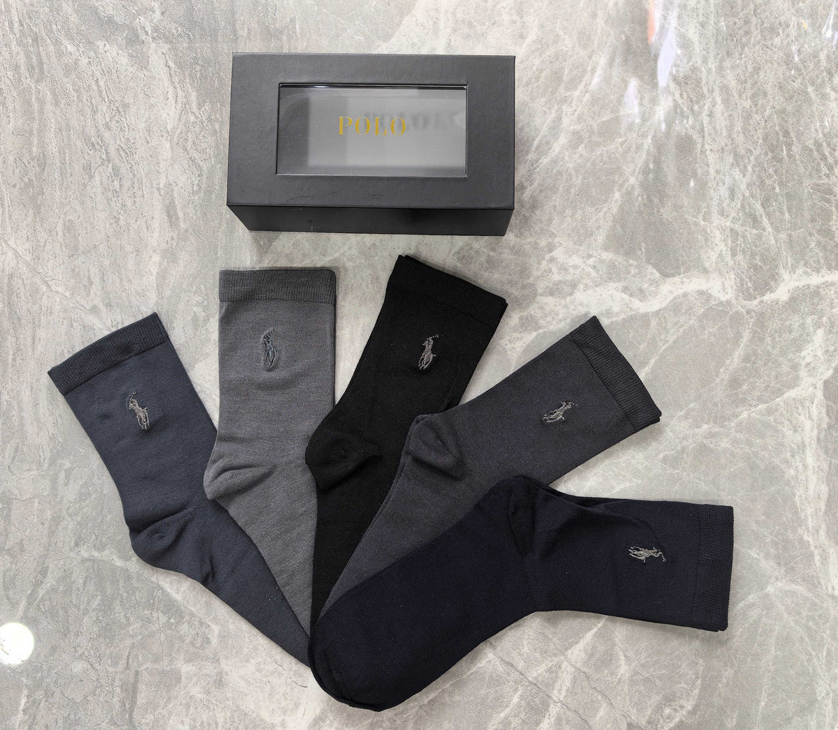 Polo Modal Understated Horse Motifs Crew Socks - 5-Pair Set