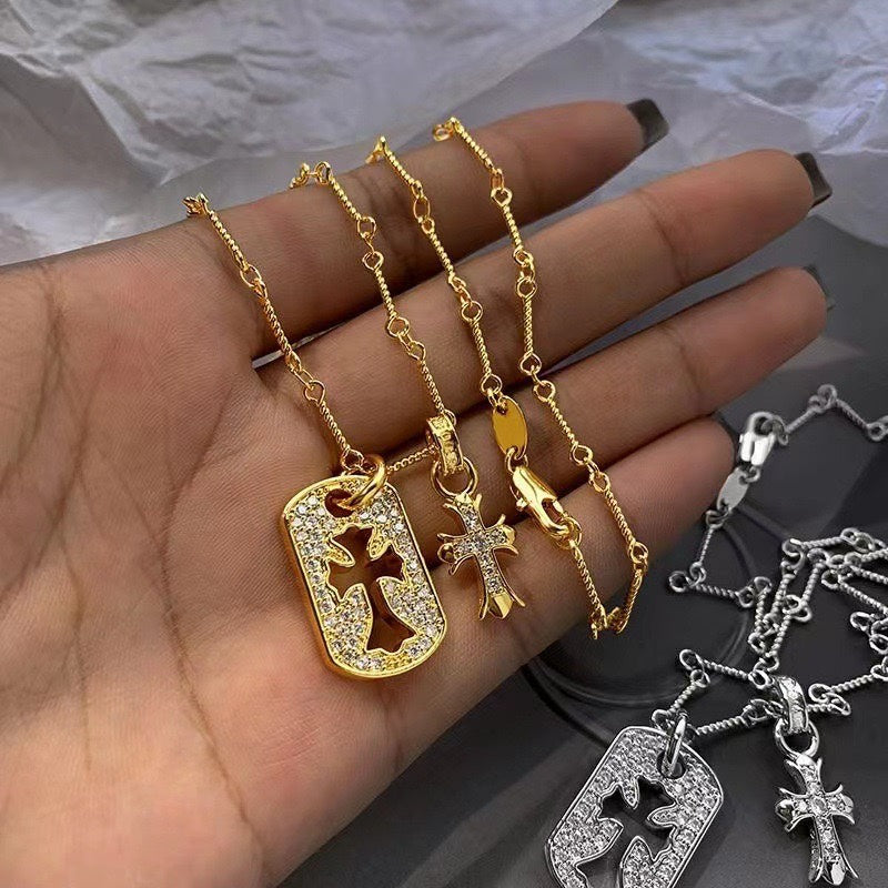 Martin Graham pendant necklace in polished metal-tone – front product view