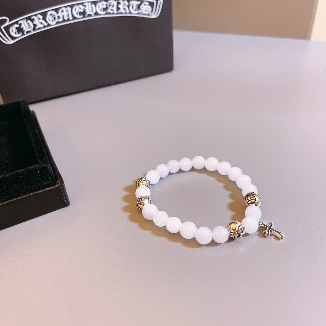 Martin Graham beaded bracelet in polished metal-tone – front product view