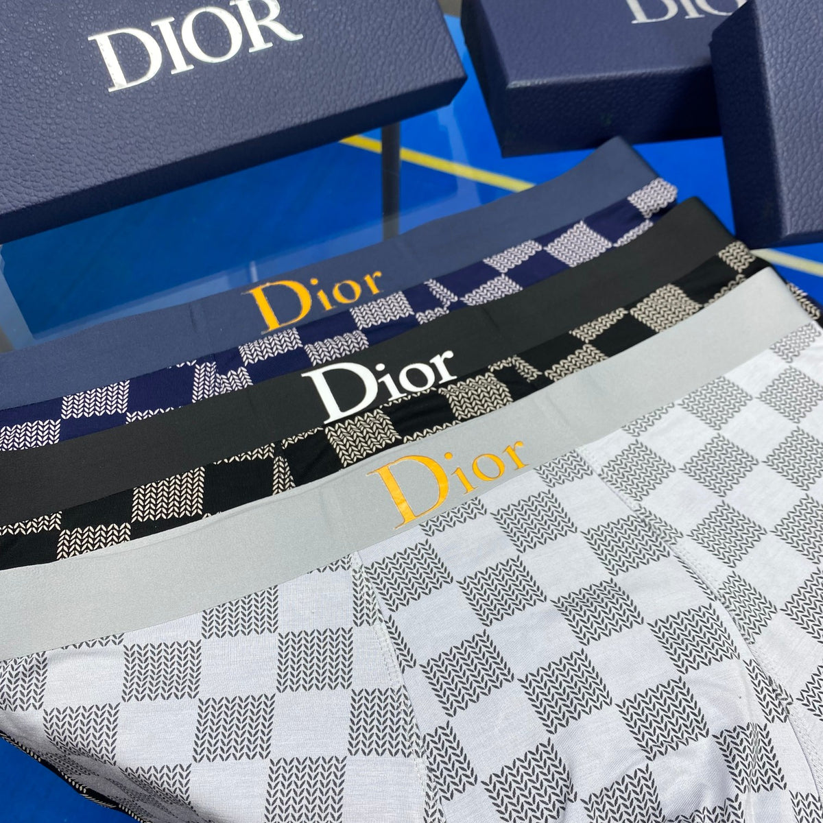 Dior Contrast Waistbands Men's Boxer Briefs - 3-Piece Box