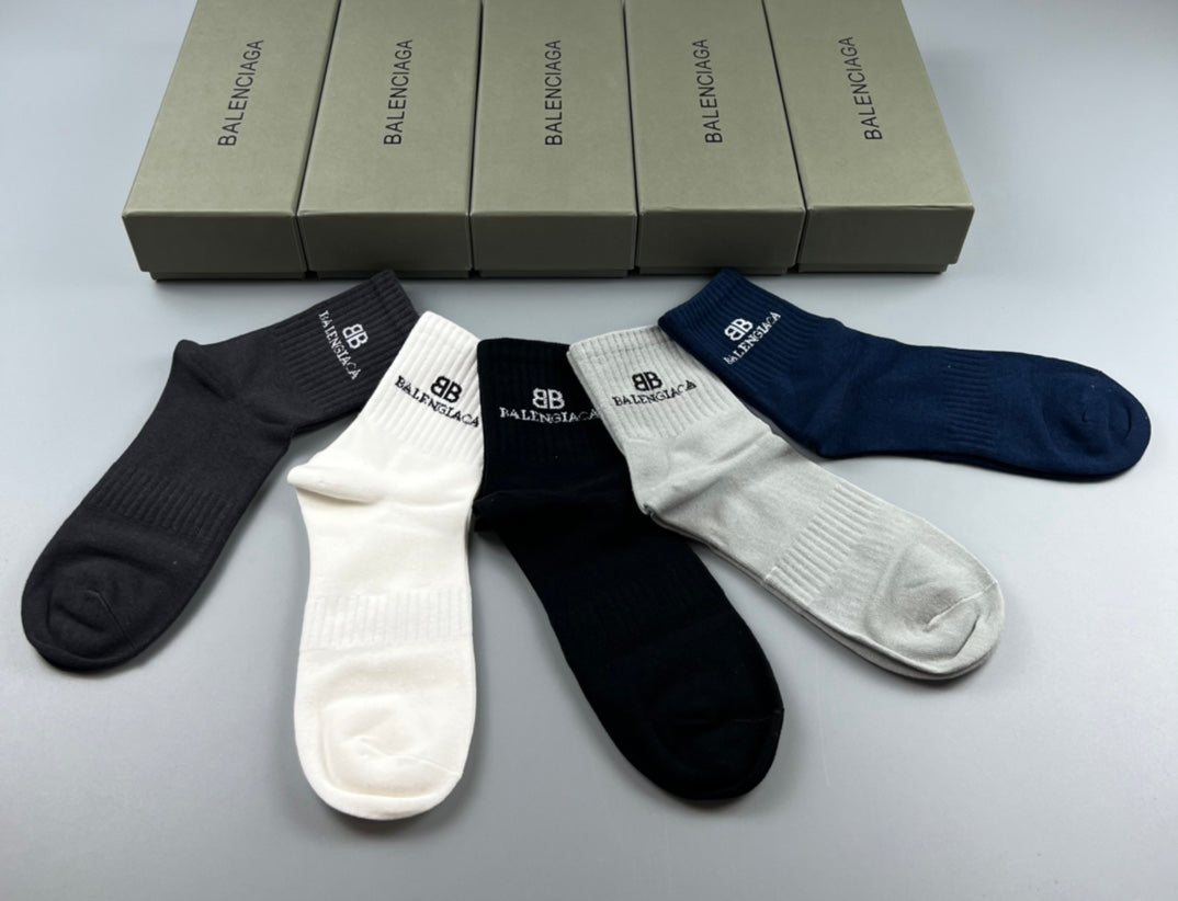 Balenciaga Restrained Wordmark Crew Socks - 5-Pair Set