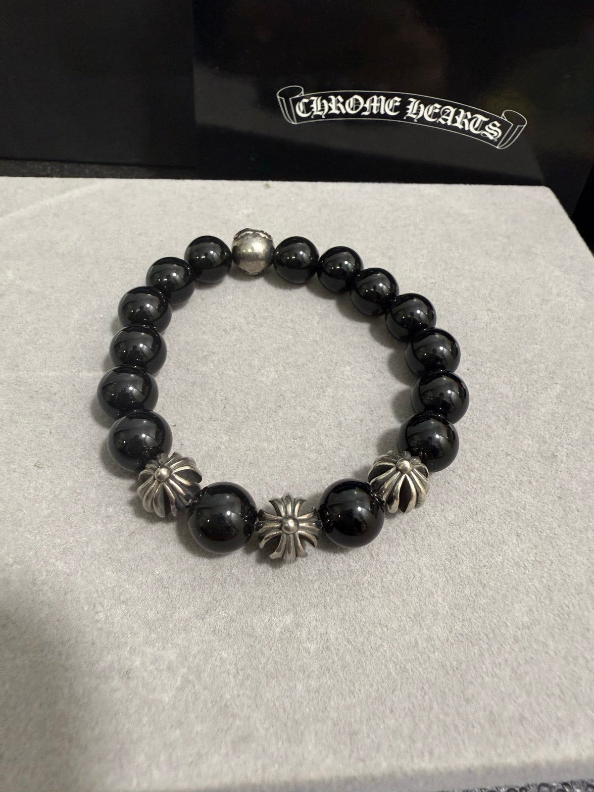 Martin Graham beaded bracelet in polished metal-tone – front product view
