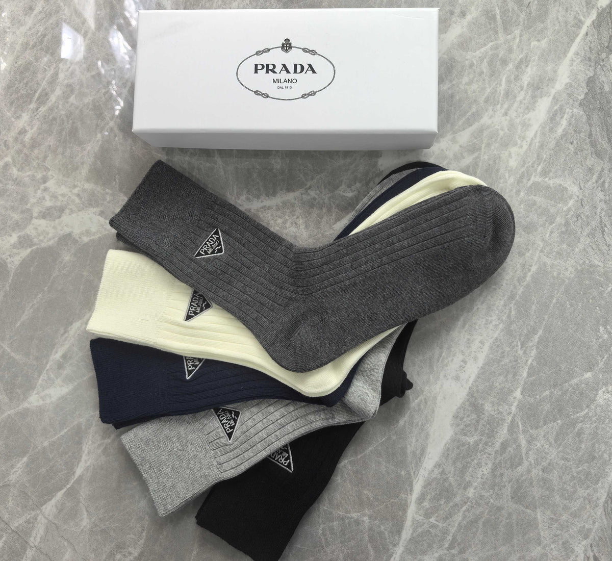 Prada Triangular Emblem Crew Socks - 5-Pair Set