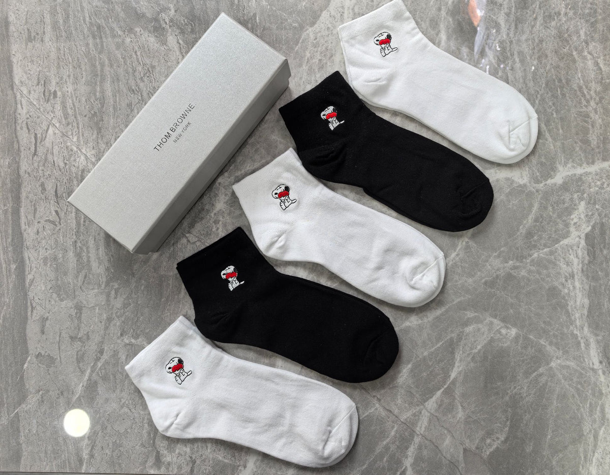Thom Browne Cotton Small Red-Blue Stripe Ankle Socks - 5-Pair Set