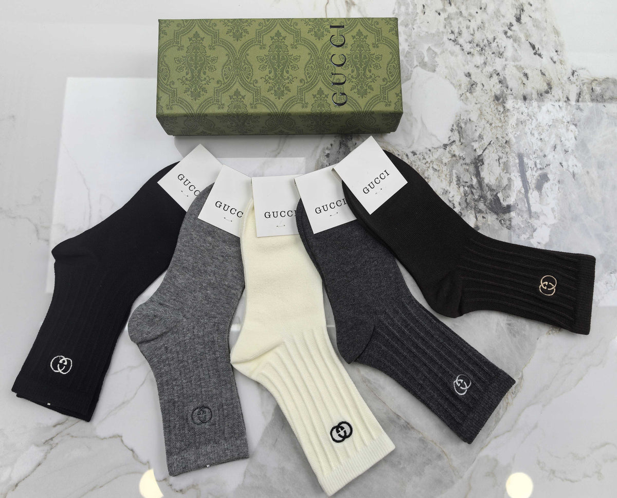 Gucci Combed Cotton Crew Socks - 5-Pair Set