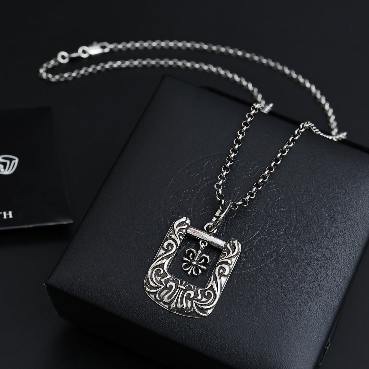 Martin Graham pendant necklace in polished metal-tone – front product view