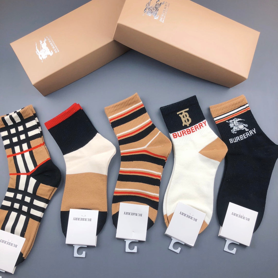 Burberry Striped Crew Socks - 5-Pair Box