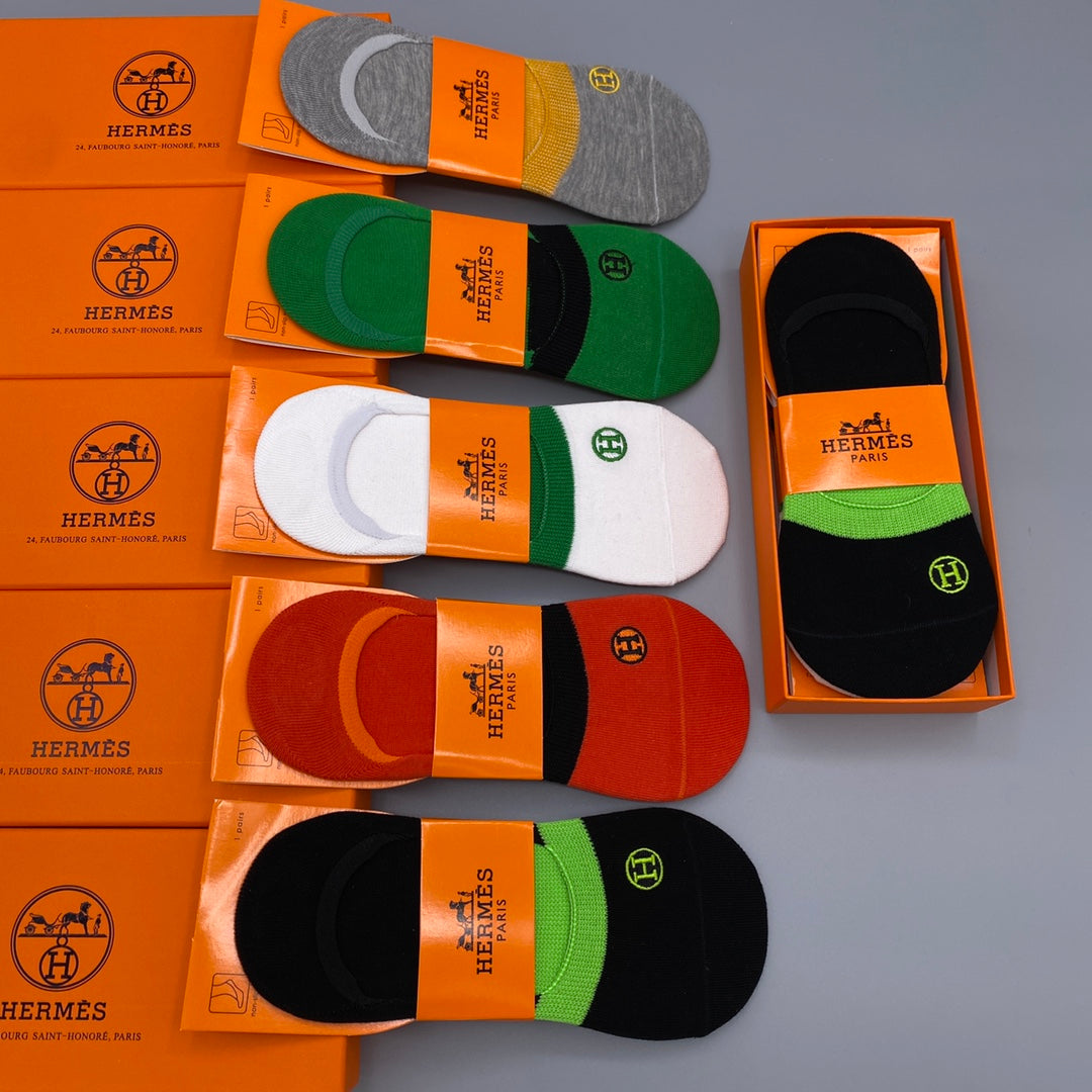 Hermes Breathable No-Show Socks – 5-Pair Pack