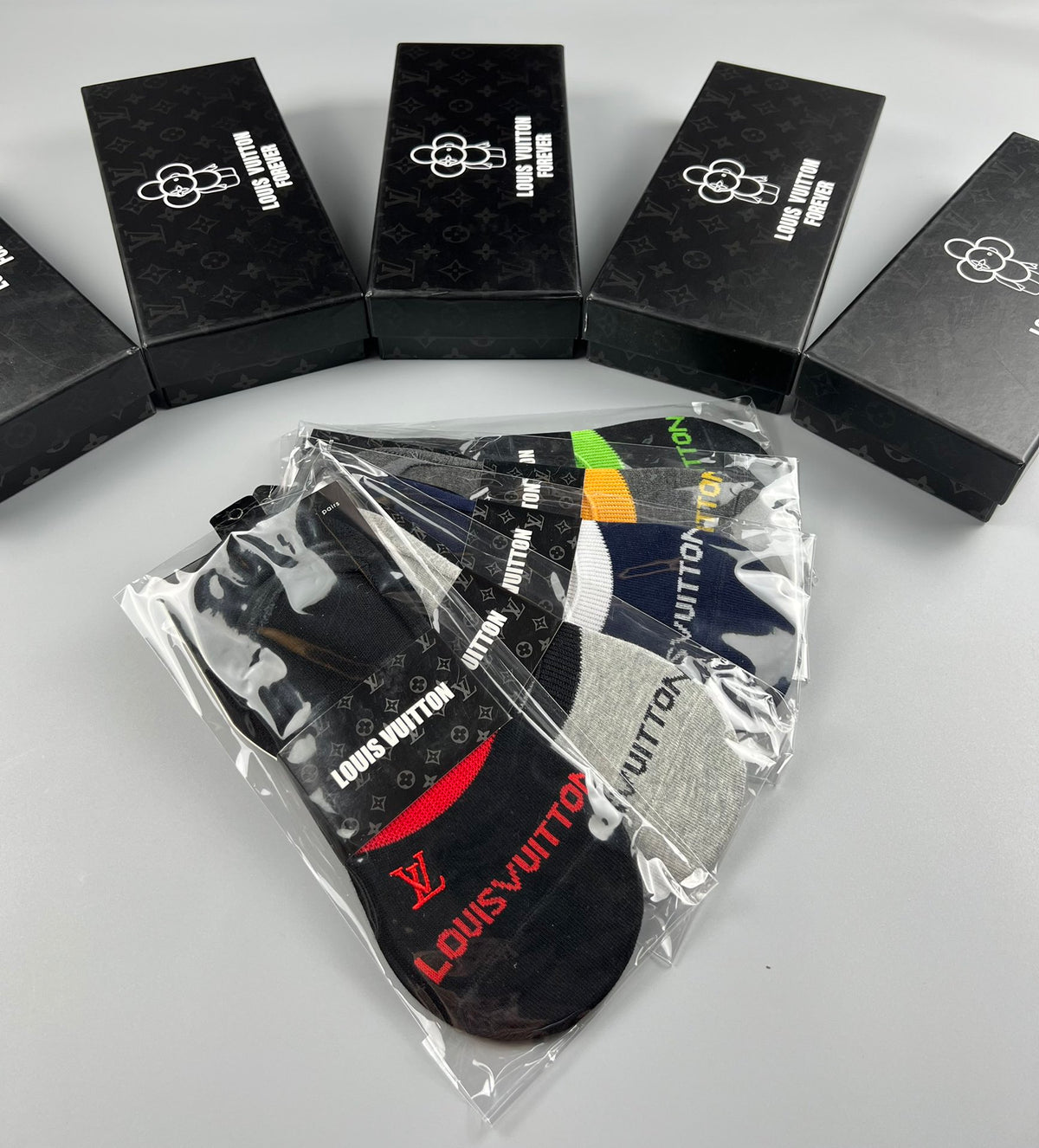 Louis Vuitton Colourful Heel And Initial No-Show Socks - 5-Pair Set