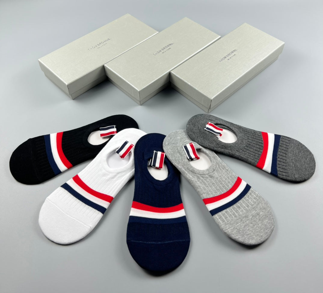 Thom Browne Cotton No-Show Socks - 5-Pair Set