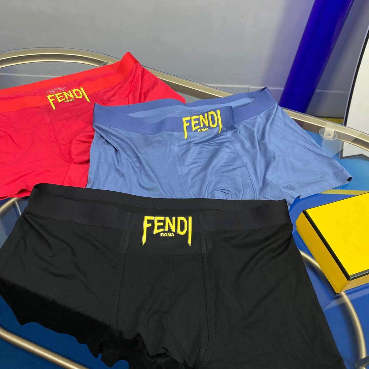 Fendi Modal Contrast Wordmark Men's Boxer Briefs - 3-Piece Box