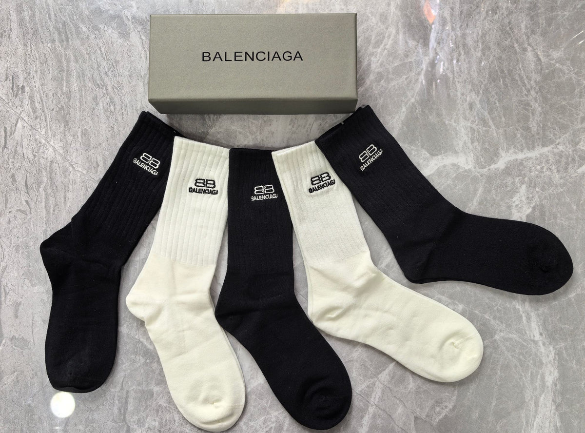 Balenciaga Cotton Crew Socks - 5-Pair Set