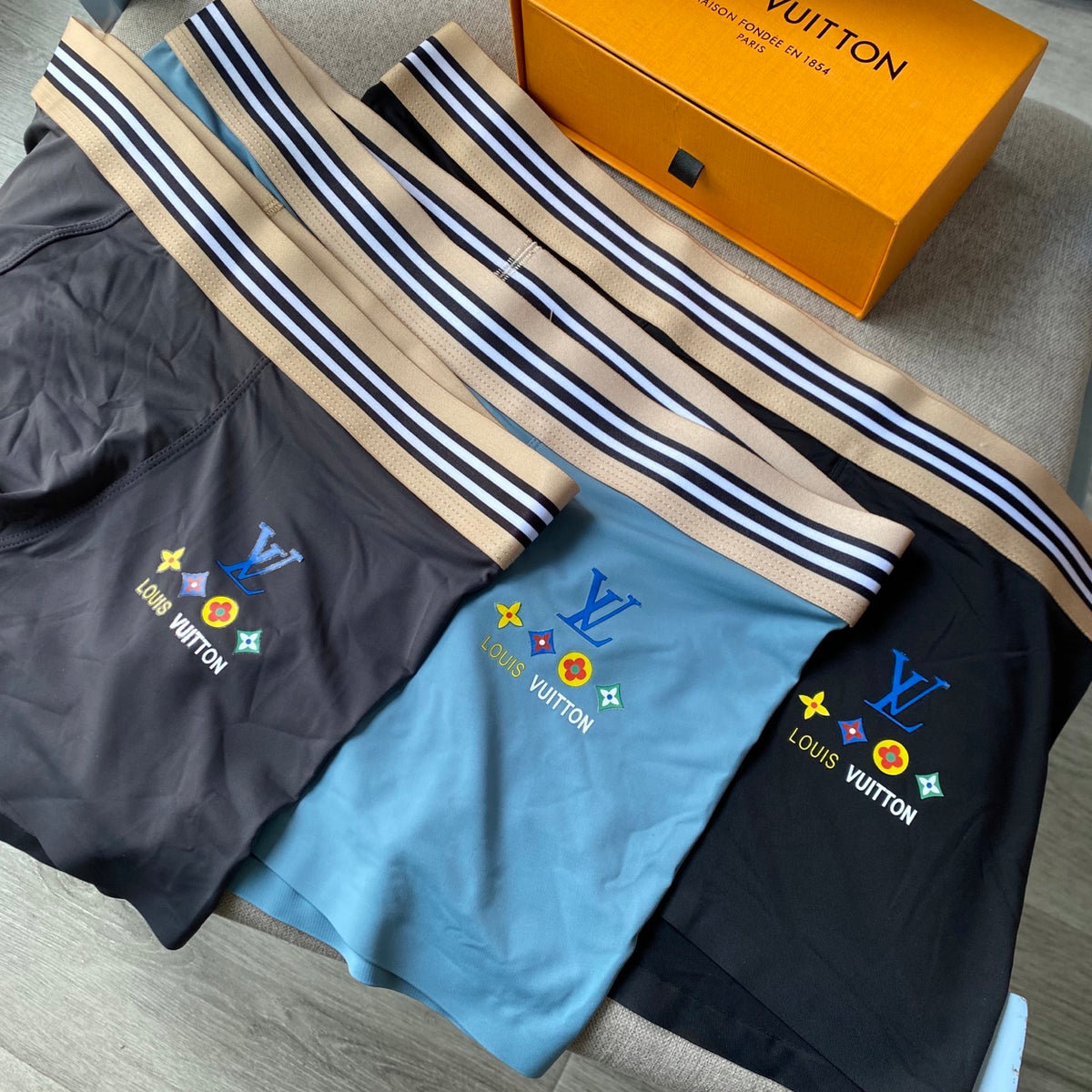 Louis Vuitton Striped Motif Men's Trunk Underwear - 3-Piece Box