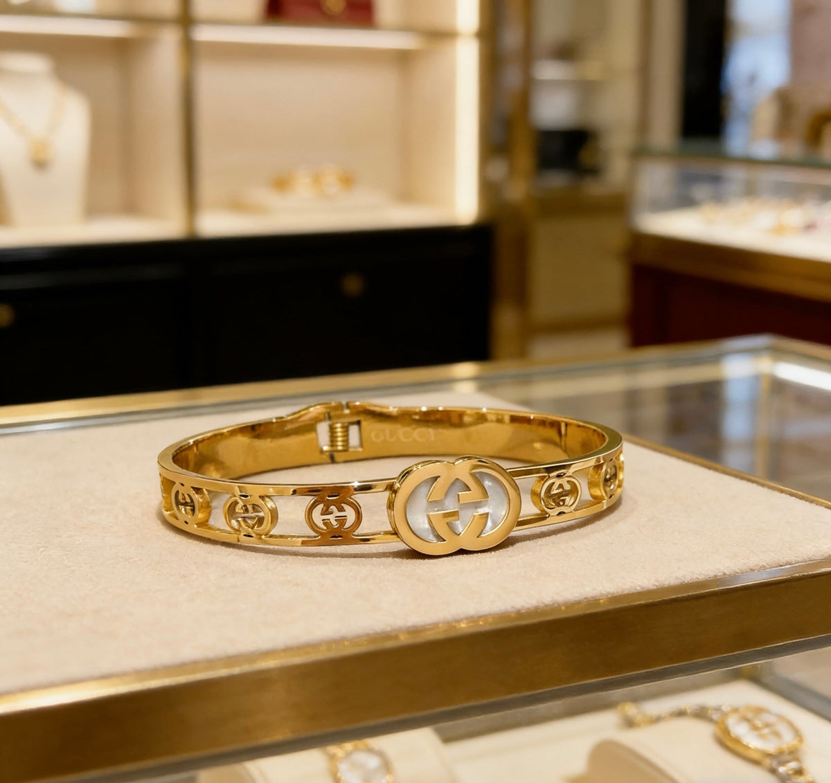 Martin Graham bangle in polished metal-tone – front product view