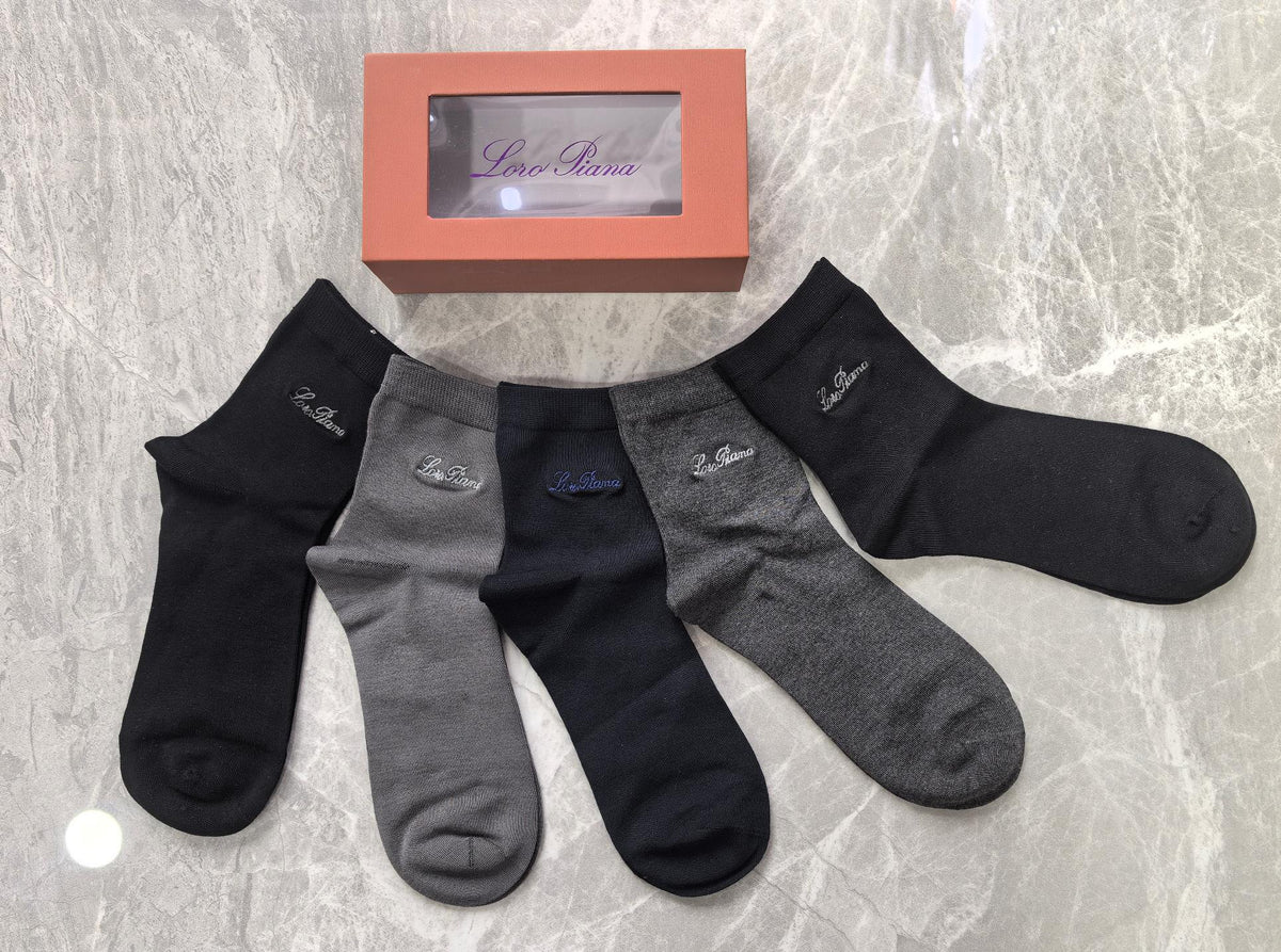Loro Piana Restrained Script Crew Socks - 5-Pair Set