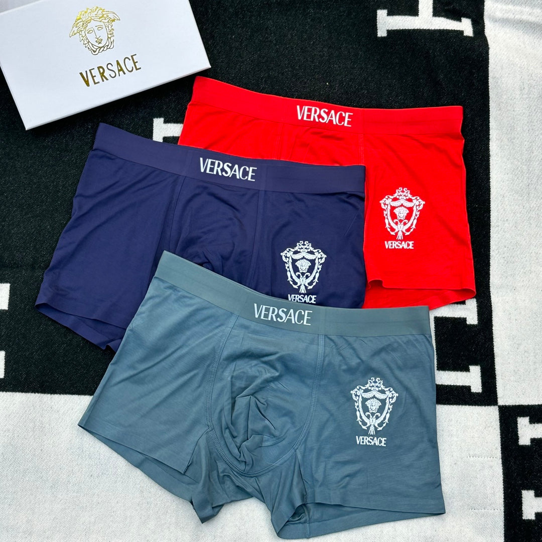 Versace Contrast Crest Men's Boxer Briefs - 3-Piece Box