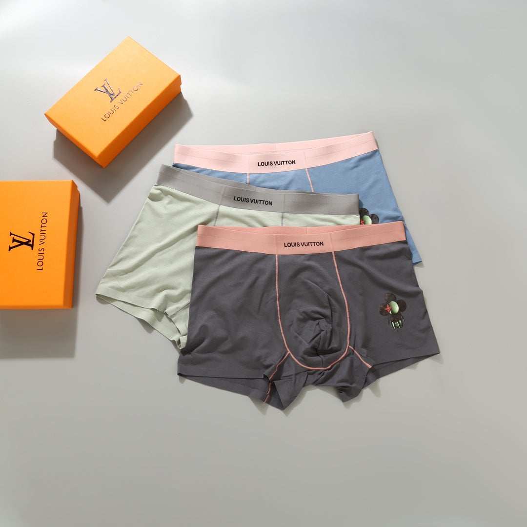 Louis Vuitton Modal-Blend Character Motif Men's Underwear - 3-Piece Box