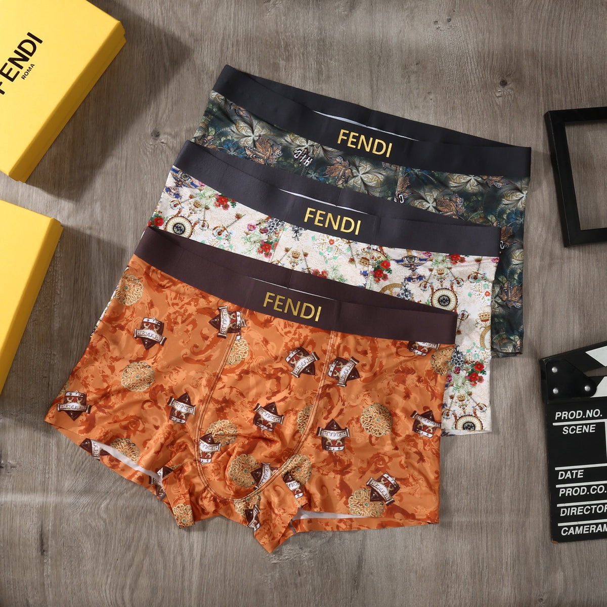 Fendi Floral Print Men's Trunk Underwear - 3-Piece Box