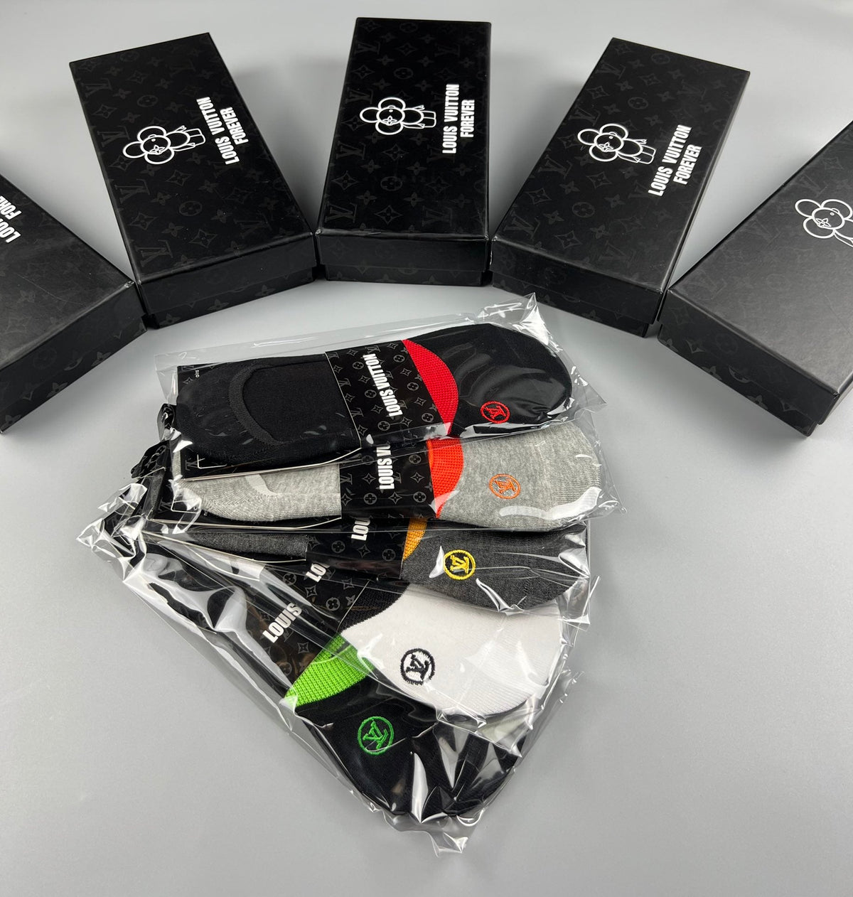 Louis Vuitton Varied Initial Details No-Show Socks - 5-Pair Set