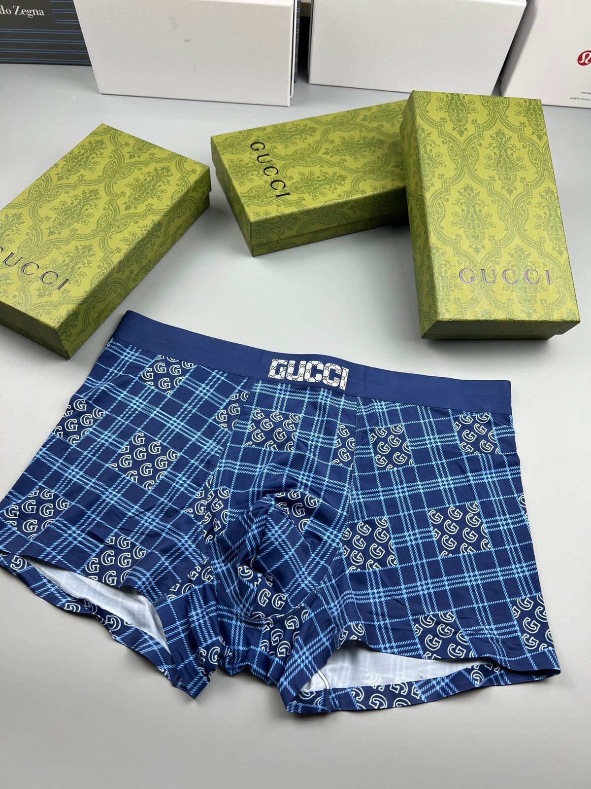 Gucci All-Over Geometric Patterns Men's Boxer Briefs - 3-Piece Box