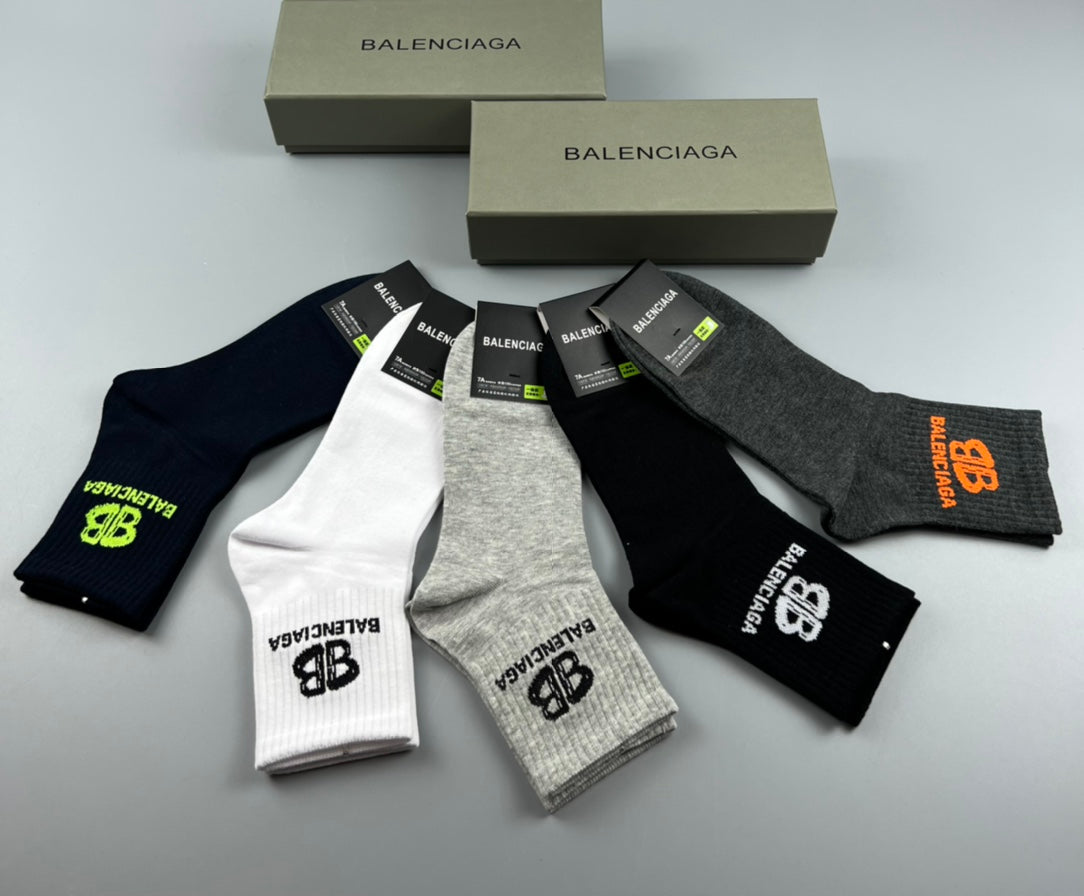Balenciaga Colourful Bb Graphics Crew Socks - 5-Pair Set