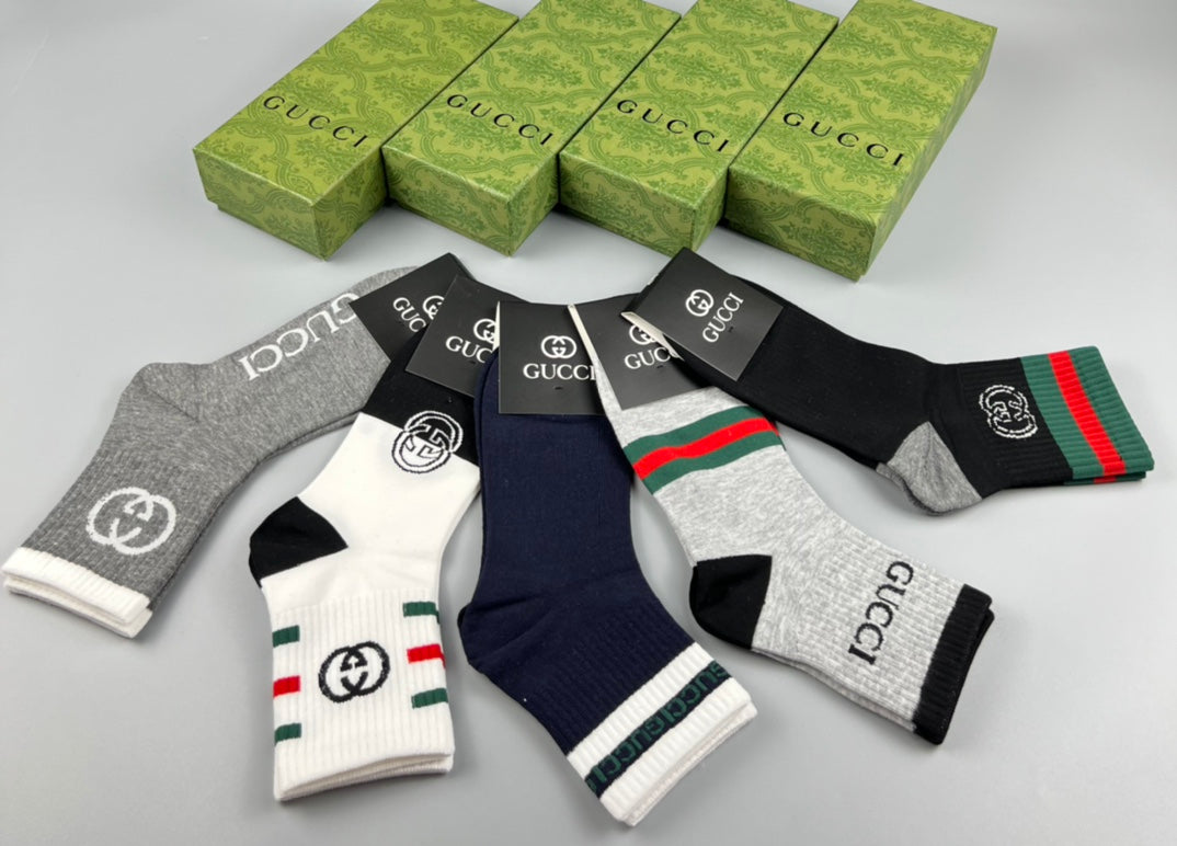 Gucci Red-And-Green Stripe Crew Socks - 5-Pair Set