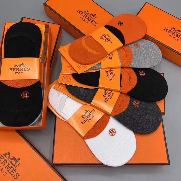 Hermes Small Emblem No-Show Socks - 5-Pair Set