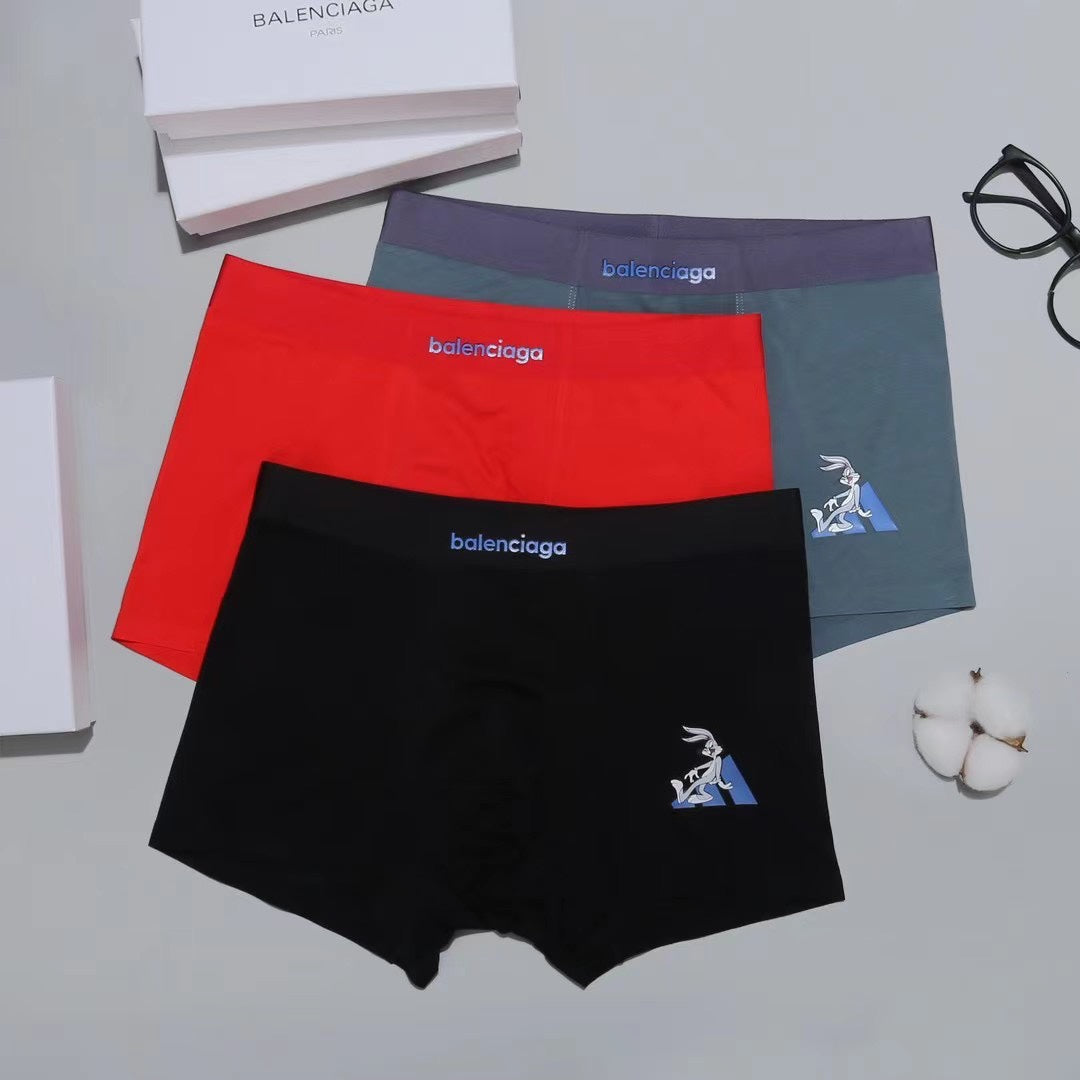 Balenciaga Contrast Waistband Men's Trunk Underwear - 3-Piece Box