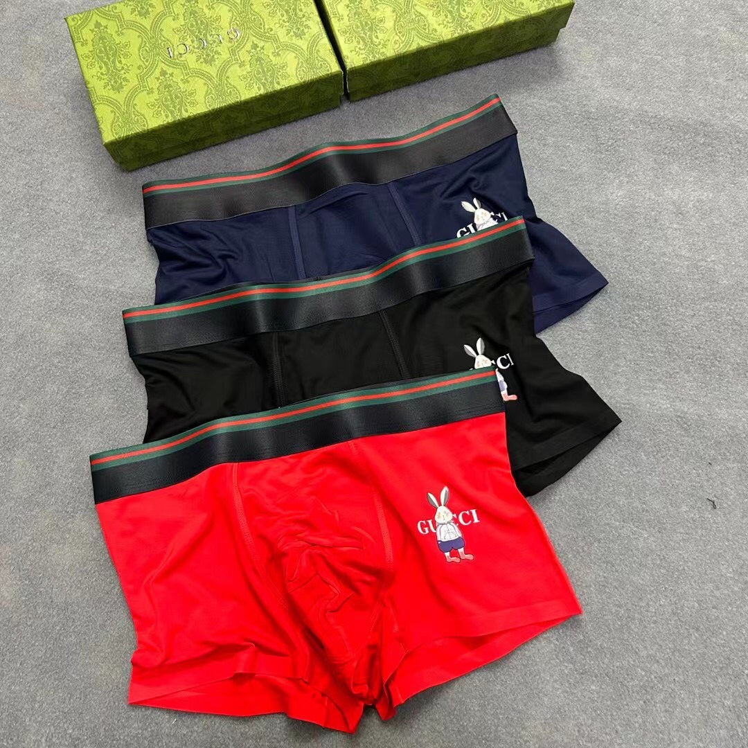Gucci Contrast Waistbands And Understated Front Branding Men's Boxer Briefs - 3-Piece Box