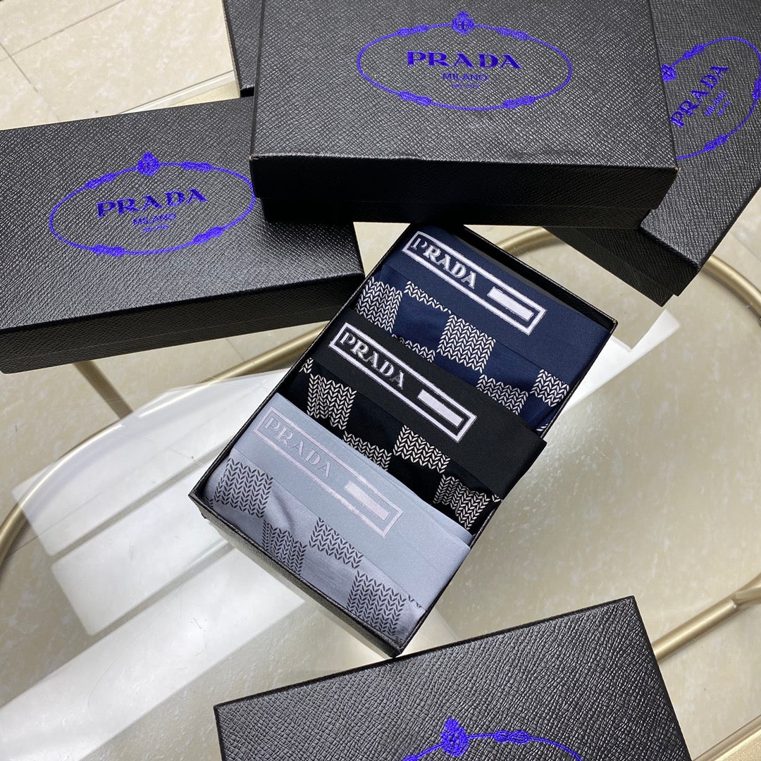 Prada Cotton Men's Boxer Briefs - 3-Piece Box - Sizes L-XXXL