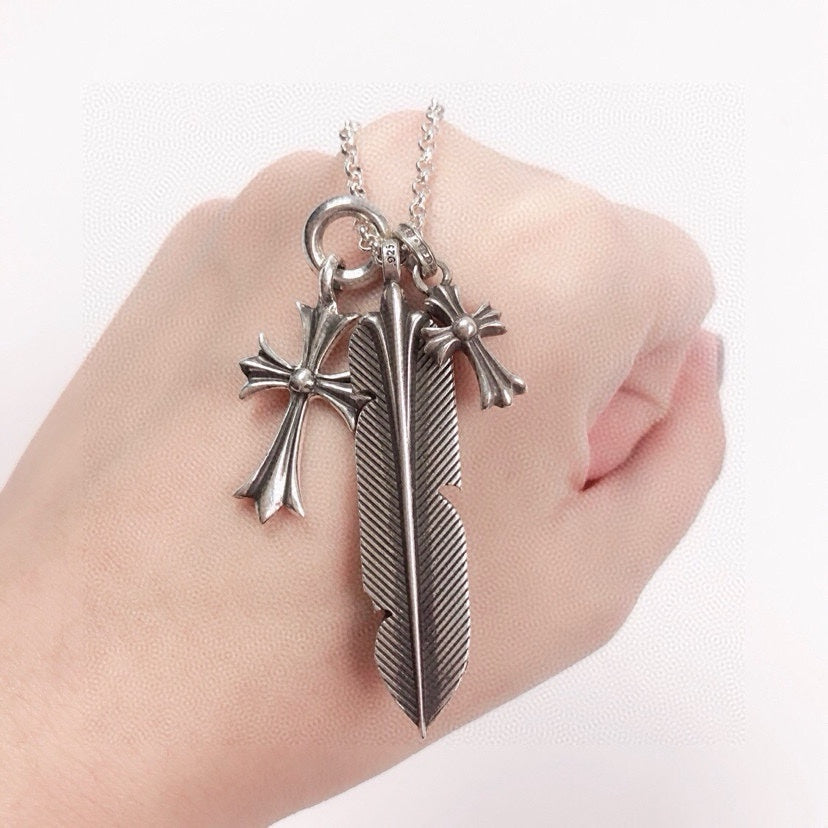 Martin Graham pendant necklace in polished metal-tone – front product view
